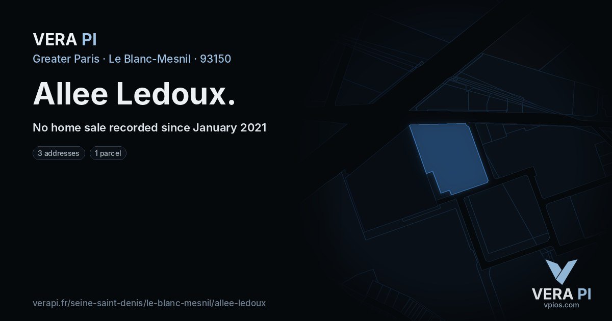 Allee Ledoux, Le Blanc-Mesnil at night – every parcel coloured by the prices around it, the street's own parcels lit