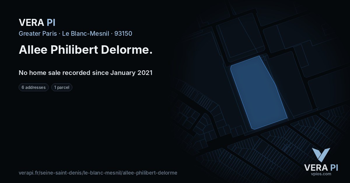 Allee Philibert Delorme, Le Blanc-Mesnil at night – every parcel coloured by the prices around it, the street's own parcels lit