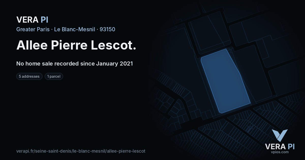 Allee Pierre Lescot, Le Blanc-Mesnil at night – every parcel coloured by the prices around it, the street's own parcels lit