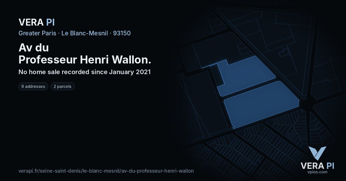Av du Professeur Henri Wallon, Le Blanc-Mesnil at night – every parcel coloured by the prices around it, the street's own parcels lit