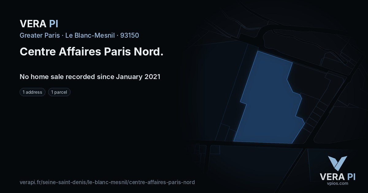 Centre Affaires Paris Nord, Le Blanc-Mesnil at night – every parcel coloured by the prices around it, the street's own parcels lit