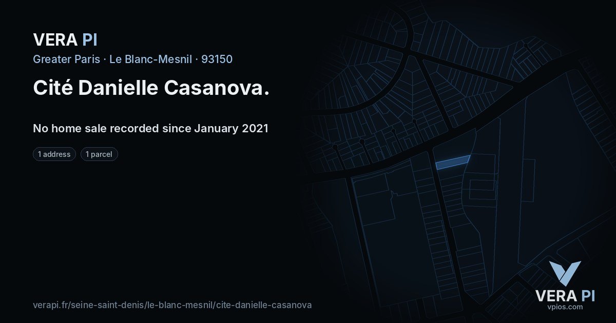 Cité Danielle Casanova, Le Blanc-Mesnil at night – every parcel coloured by the prices around it, the street's own parcels lit