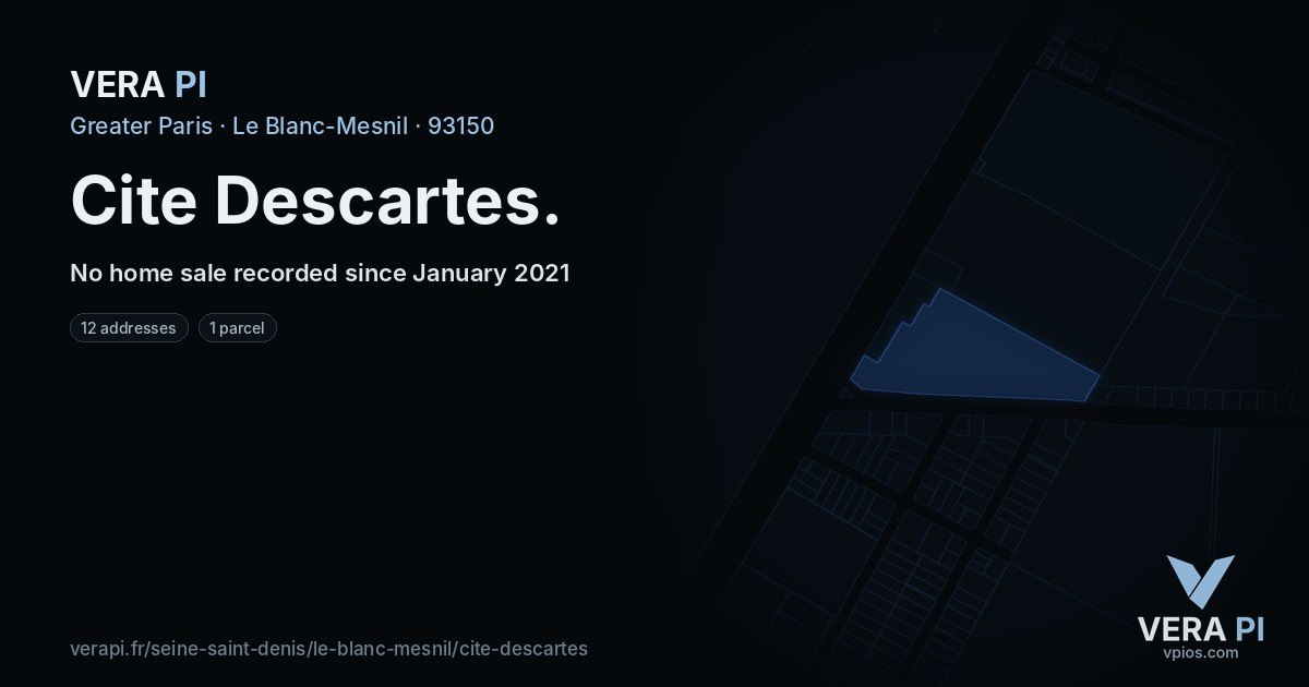 Cite Descartes, Le Blanc-Mesnil at night – every parcel coloured by the prices around it, the street's own parcels lit