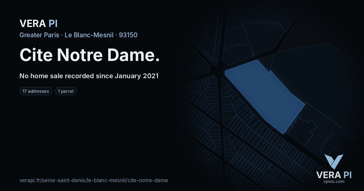 Cite Notre Dame, Le Blanc-Mesnil at night – every parcel coloured by the prices around it, the street's own parcels lit