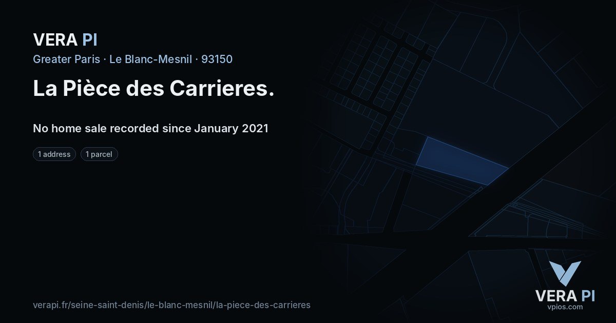 La Pièce des Carrieres, Le Blanc-Mesnil at night – every parcel coloured by the prices around it, the street's own parcels lit