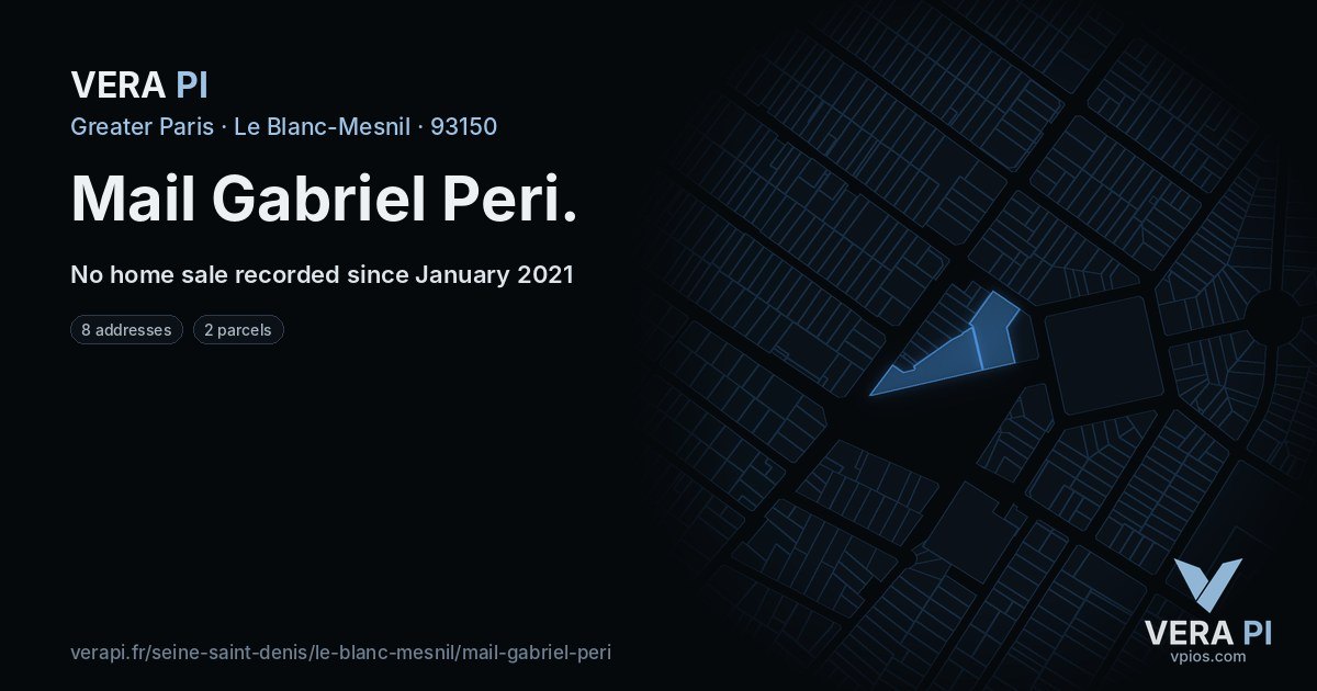 Mail Gabriel Peri, Le Blanc-Mesnil at night – every parcel coloured by the prices around it, the street's own parcels lit