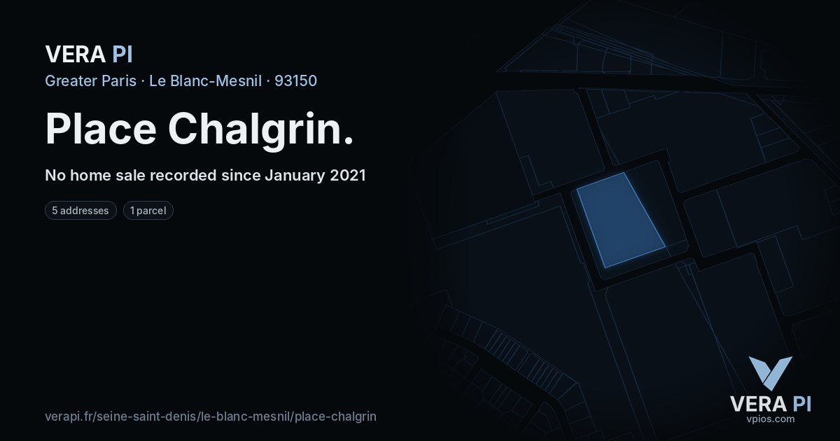 Place Chalgrin, Le Blanc-Mesnil at night – every parcel coloured by the prices around it, the street's own parcels lit