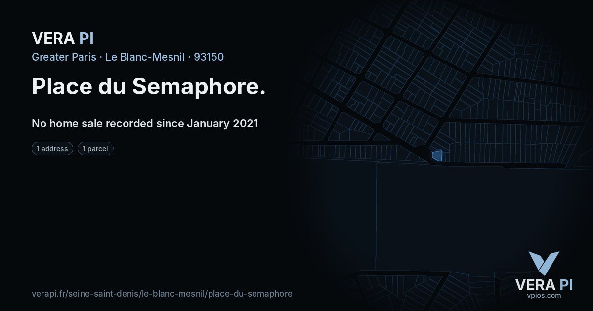Place du Semaphore, Le Blanc-Mesnil at night – every parcel coloured by the prices around it, the street's own parcels lit