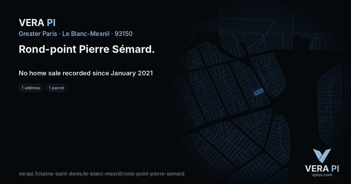 Rond-point Pierre Sémard, Le Blanc-Mesnil at night – every parcel coloured by the prices around it, the street's own parcels lit