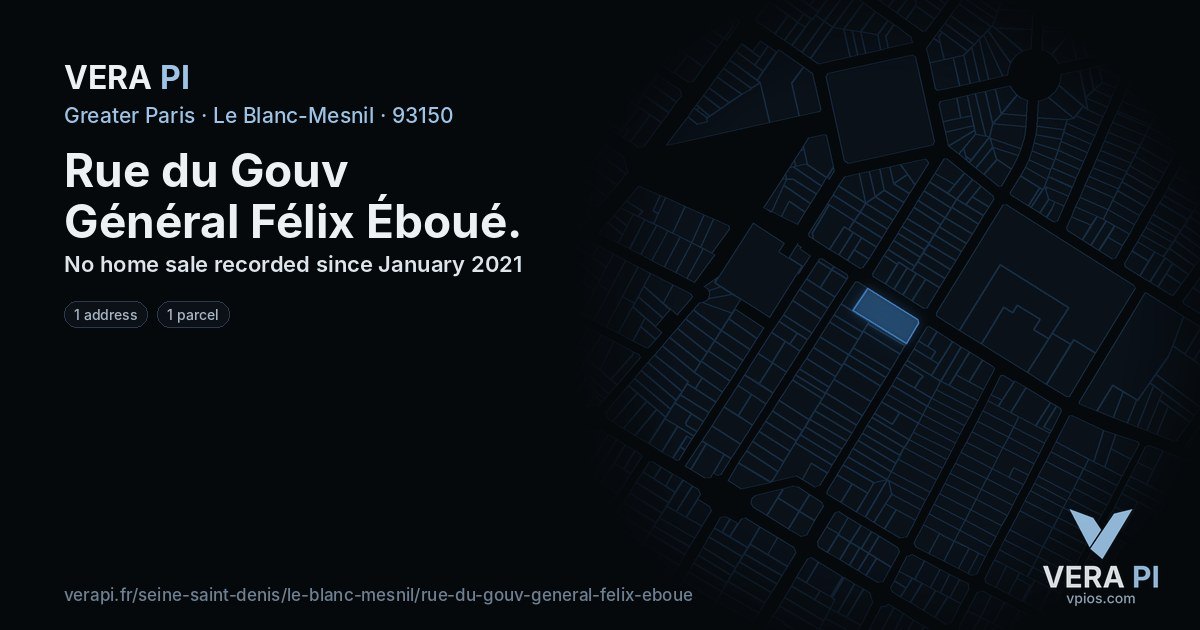 Rue du Gouv Général Félix Éboué, Le Blanc-Mesnil at night – every parcel coloured by the prices around it, the street's own parcels lit