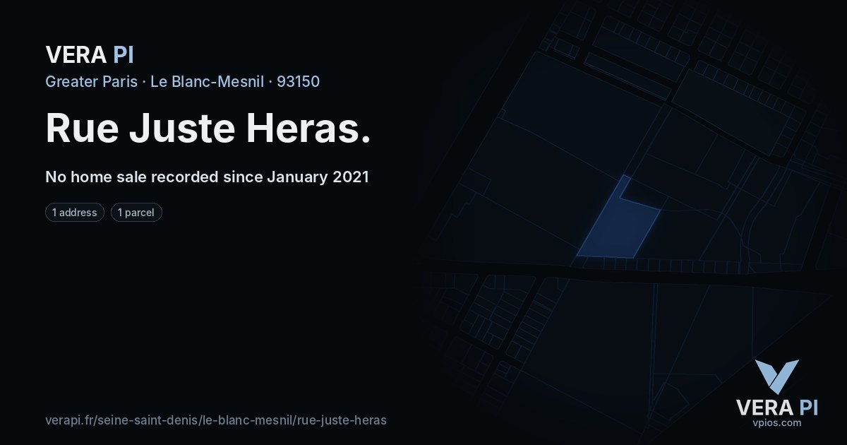Rue Juste Heras, Le Blanc-Mesnil at night – every parcel coloured by the prices around it, the street's own parcels lit