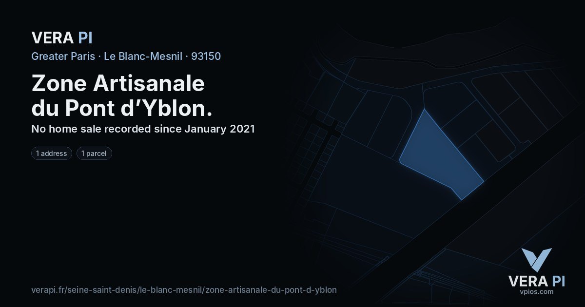 Zone Artisanale du Pont d’Yblon, Le Blanc-Mesnil at night – every parcel coloured by the prices around it, the street's own parcels lit