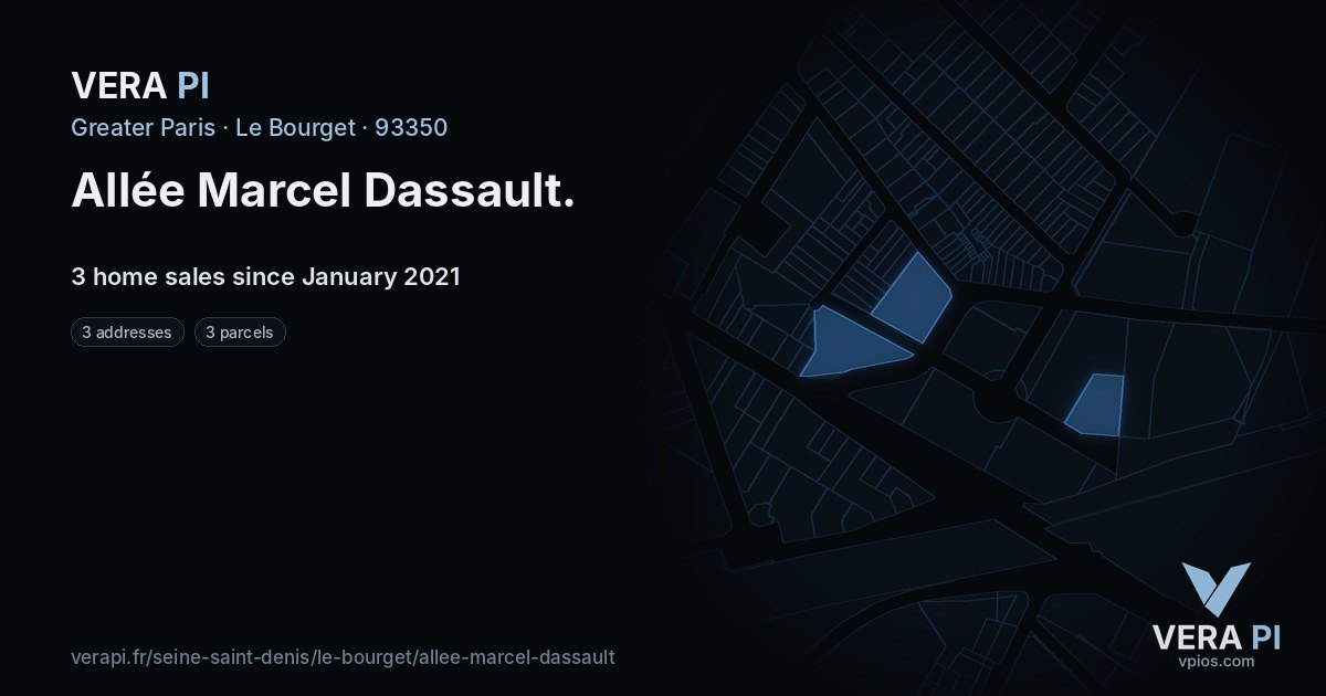 Allée Marcel Dassault, Le Bourget at night – every parcel coloured by the prices around it, the street's own parcels lit