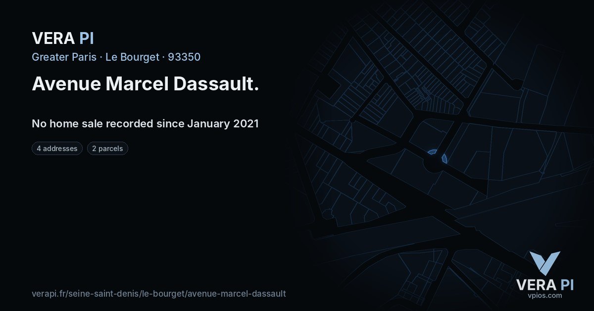 Avenue Marcel Dassault, Le Bourget at night – every parcel coloured by the prices around it, the street's own parcels lit
