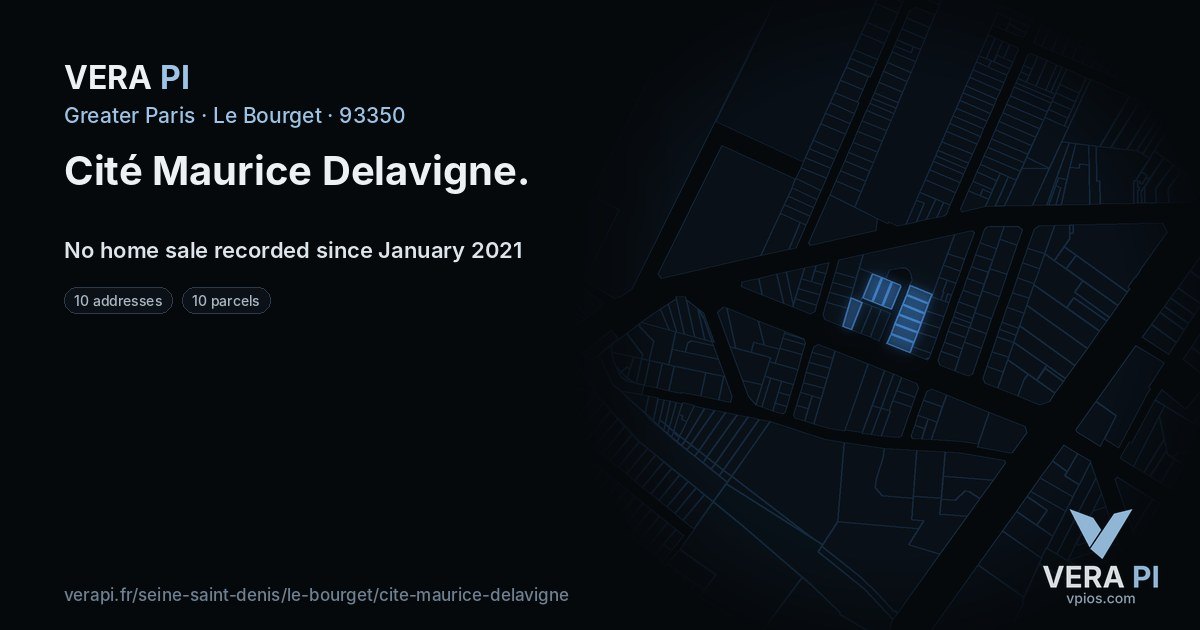Cité Maurice Delavigne, Le Bourget at night – every parcel coloured by the prices around it, the street's own parcels lit