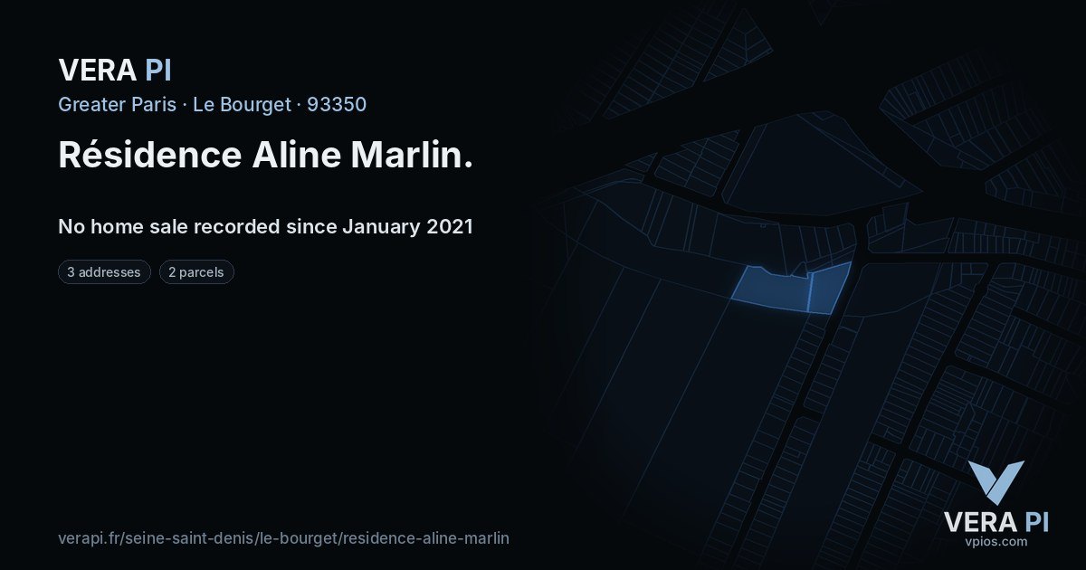 Résidence Aline Marlin, Le Bourget at night – every parcel coloured by the prices around it, the street's own parcels lit