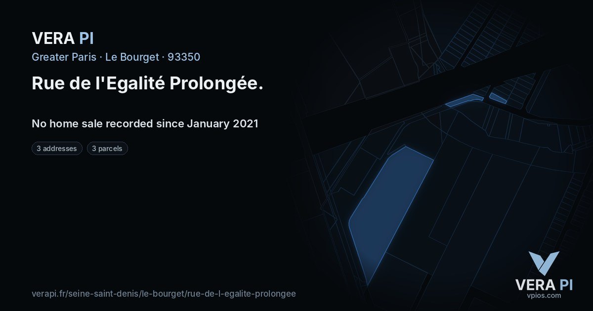 Rue de l'Egalité Prolongée, Le Bourget at night – every parcel coloured by the prices around it, the street's own parcels lit
