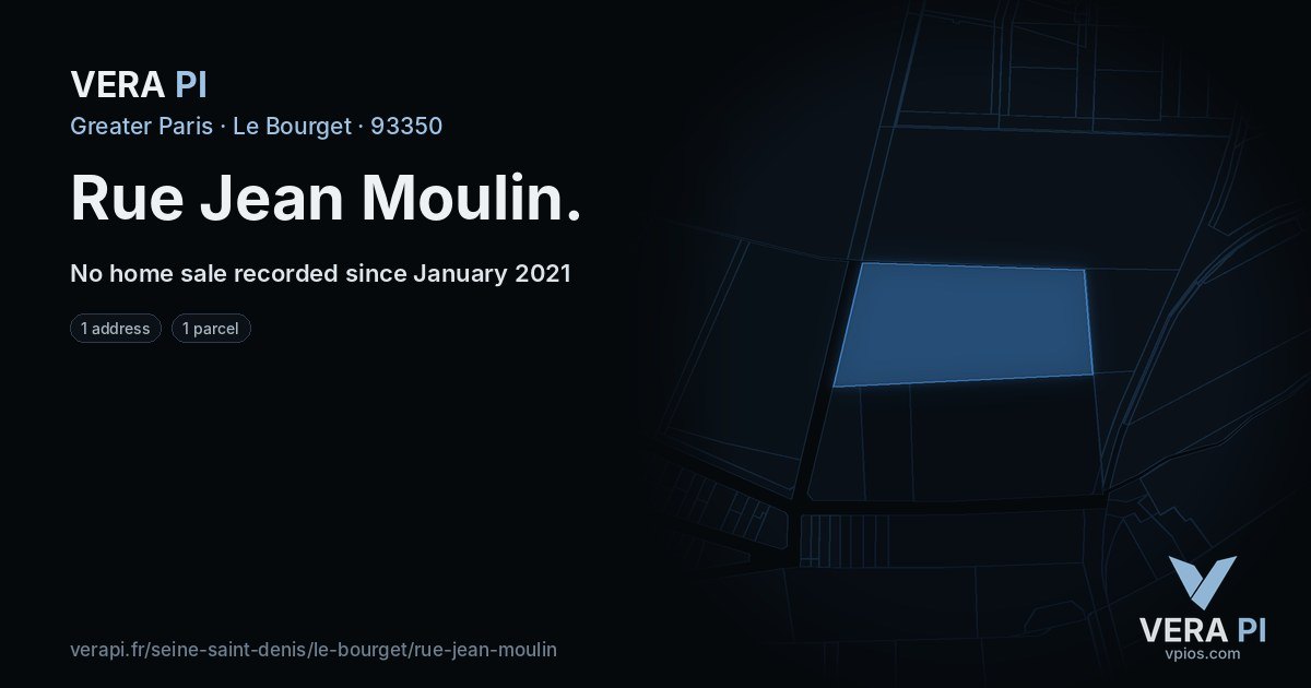 Rue Jean Moulin, Le Bourget at night – every parcel coloured by the prices around it, the street's own parcels lit