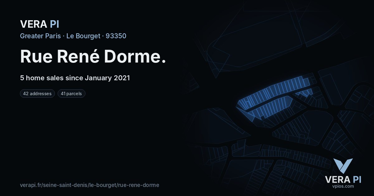 Rue René Dorme, Le Bourget at night – every parcel coloured by the prices around it, the street's own parcels lit