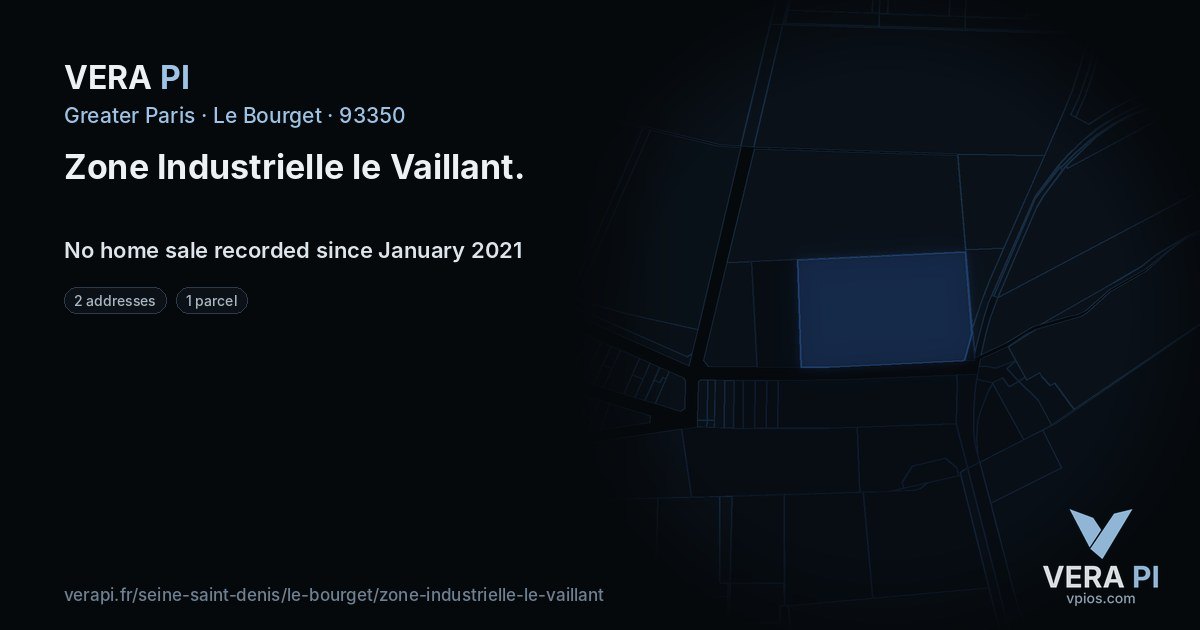 Zone Industrielle le Vaillant, Le Bourget at night – every parcel coloured by the prices around it, the street's own parcels lit