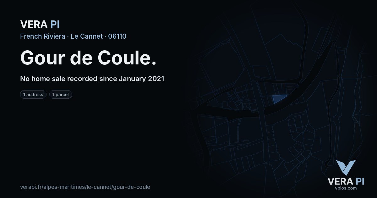 Gour de Coule, Le Cannet at night – every parcel coloured by the prices around it, the street's own parcels lit
