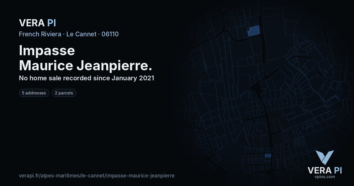 Impasse Maurice Jeanpierre, Le Cannet at night – every parcel coloured by the prices around it, the street's own parcels lit