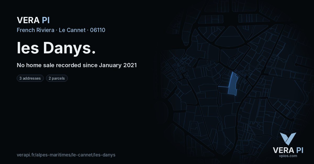 les Danys, Le Cannet at night – every parcel coloured by the prices around it, the street's own parcels lit