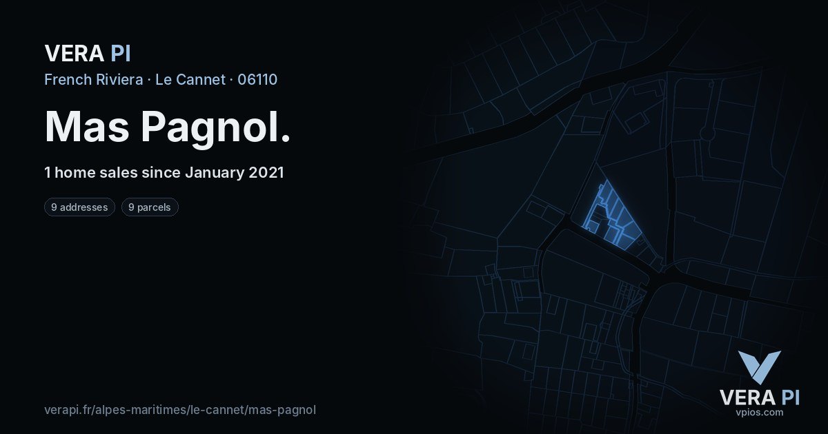 Mas Pagnol, Le Cannet at night – every parcel coloured by the prices around it, the street's own parcels lit