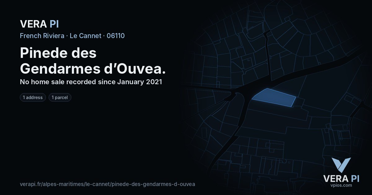Pinede des Gendarmes d’Ouvea, Le Cannet at night – every parcel coloured by the prices around it, the street's own parcels lit