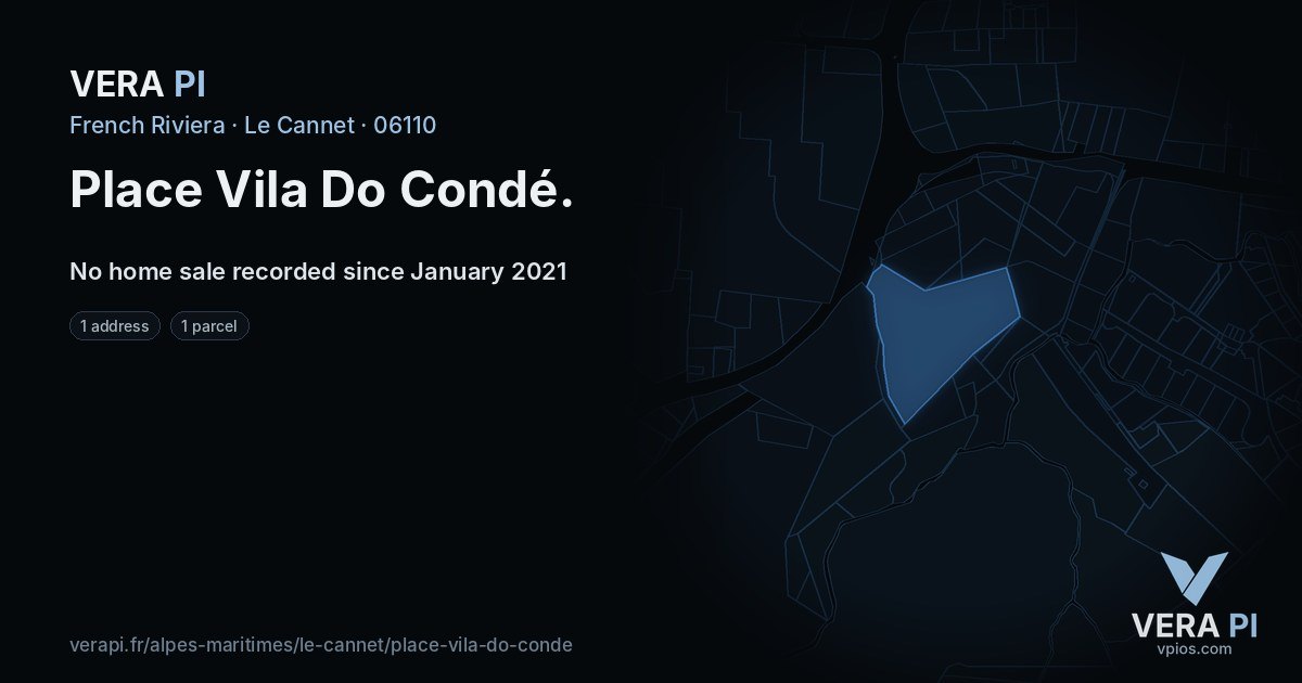 Place Vila Do Condé, Le Cannet at night – every parcel coloured by the prices around it, the street's own parcels lit