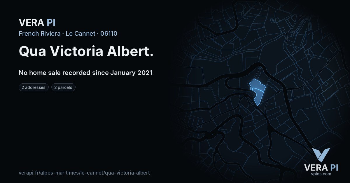 Qua Victoria Albert, Le Cannet at night – every parcel coloured by the prices around it, the street's own parcels lit