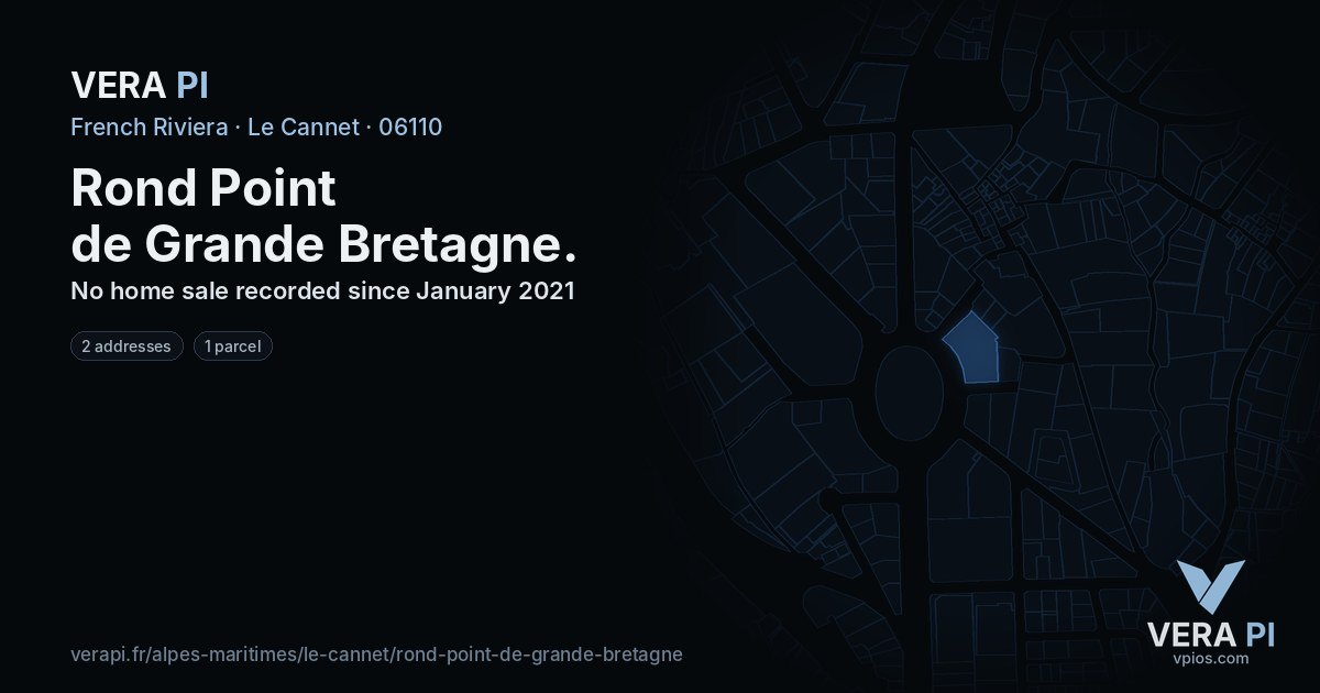 Rond Point de Grande Bretagne, Le Cannet at night – every parcel coloured by the prices around it, the street's own parcels lit