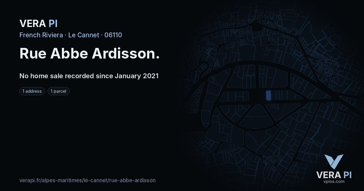 Rue Abbe Ardisson, Le Cannet at night – every parcel coloured by the prices around it, the street's own parcels lit