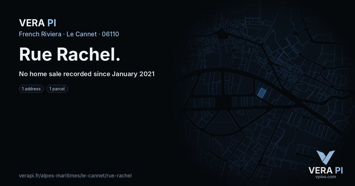 Rue Rachel, Le Cannet at night – every parcel coloured by the prices around it, the street's own parcels lit