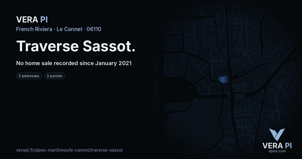 Traverse Sassot, Le Cannet at night – every parcel coloured by the prices around it, the street's own parcels lit