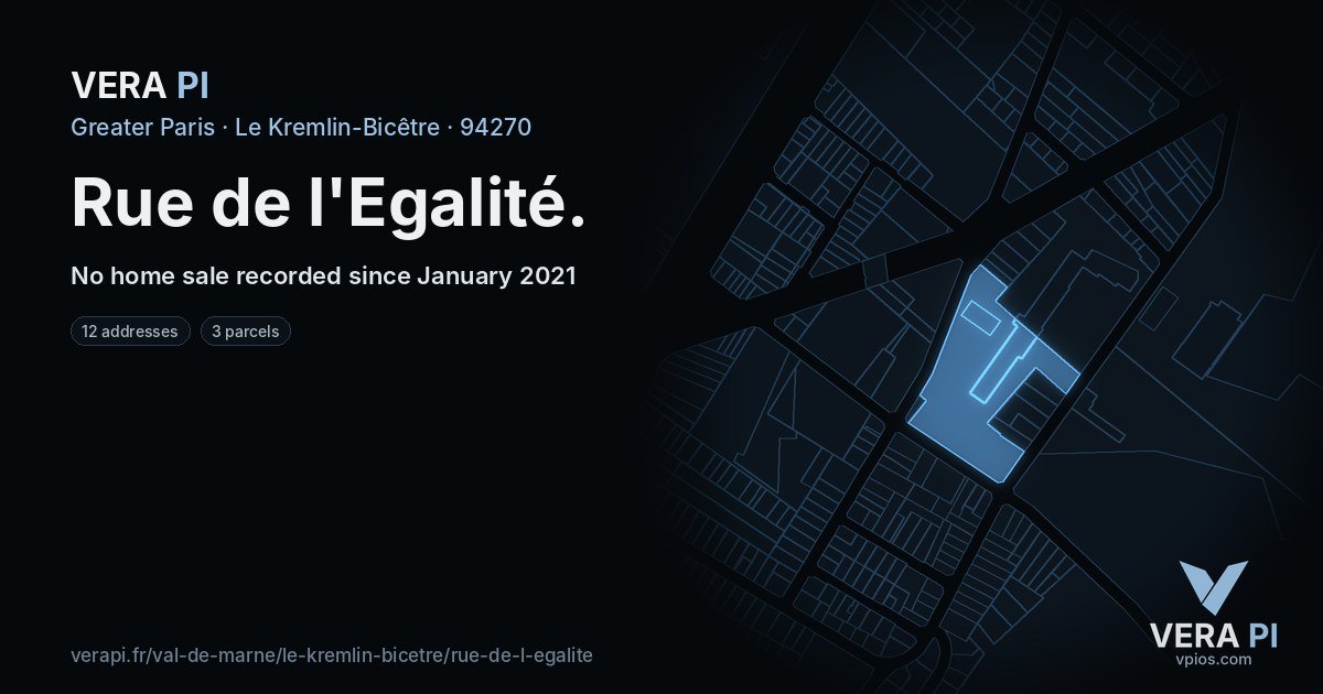Rue de l'Egalité, Le Kremlin-Bicêtre at night – every parcel coloured by the prices around it, the street's own parcels lit