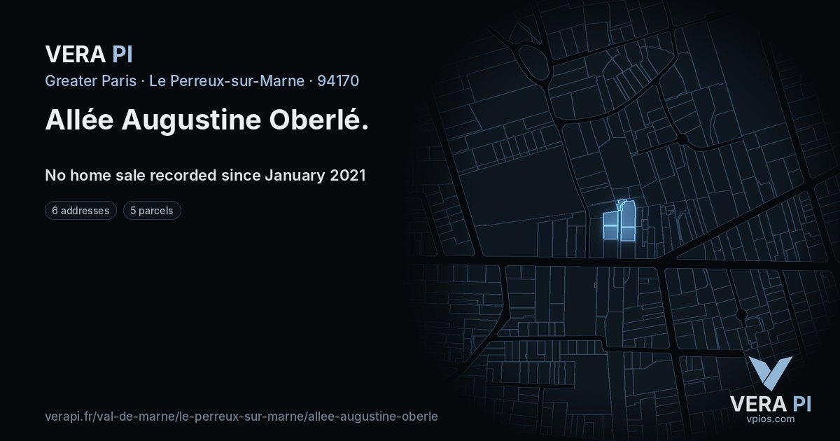 Allée Augustine Oberlé, Le Perreux-sur-Marne at night – every parcel coloured by the prices around it, the street's own parcels lit
