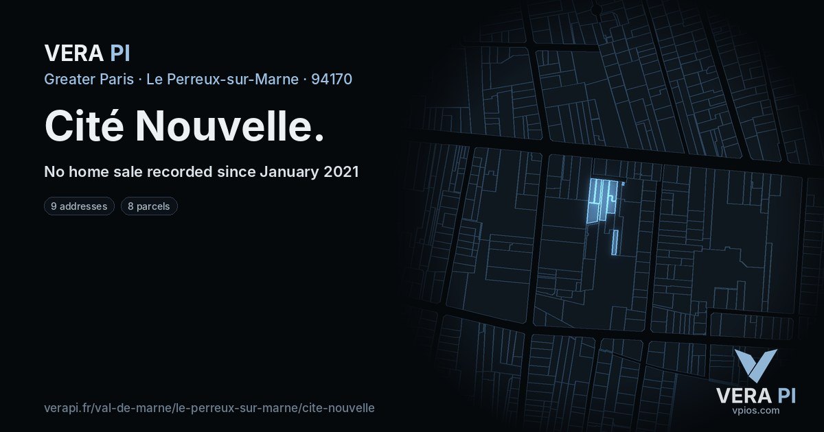 Cité Nouvelle, Le Perreux-sur-Marne at night – every parcel coloured by the prices around it, the street's own parcels lit