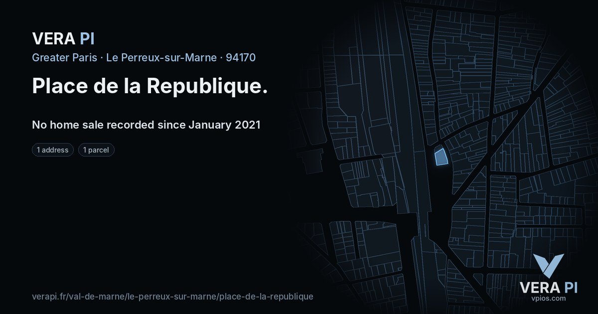 Place de la Republique, Le Perreux-sur-Marne at night – every parcel coloured by the prices around it, the street's own parcels lit