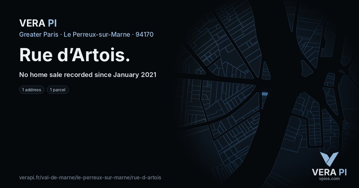 Rue d’Artois, Le Perreux-sur-Marne at night – every parcel coloured by the prices around it, the street's own parcels lit