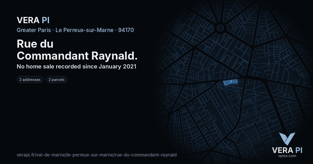 Rue du Commandant Raynald, Le Perreux-sur-Marne at night – every parcel coloured by the prices around it, the street's own parcels lit