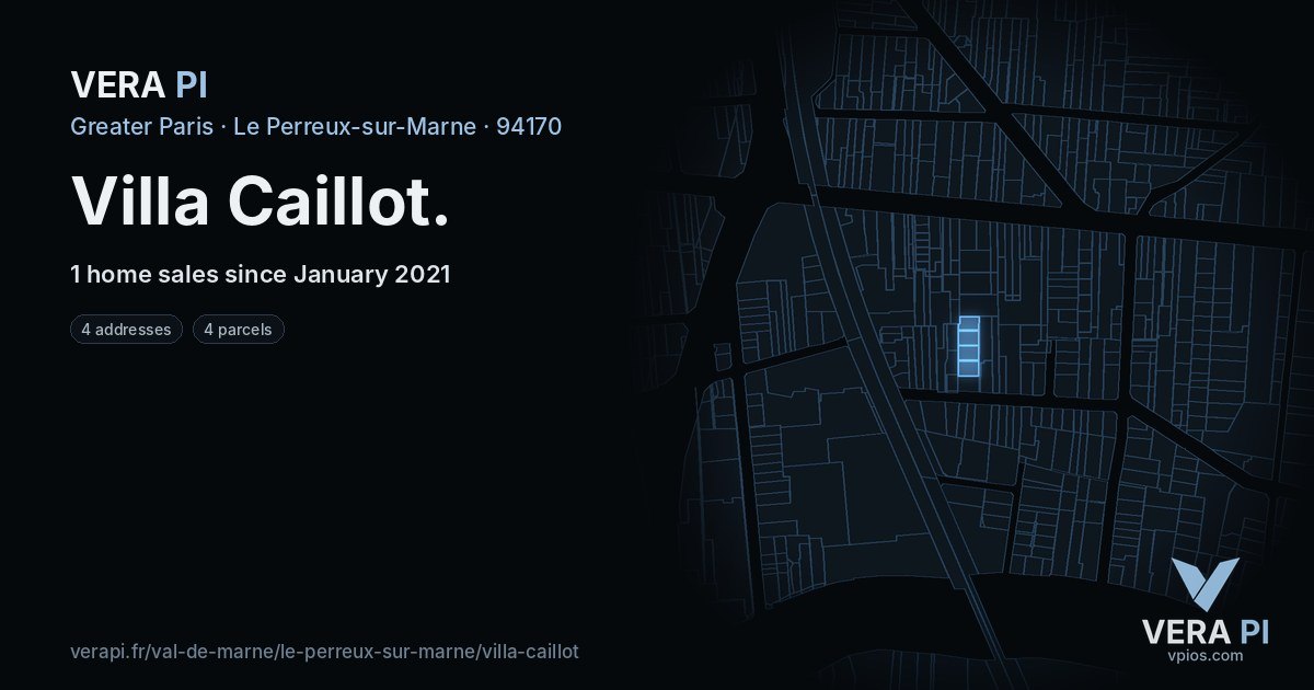 Villa Caillot, Le Perreux-sur-Marne at night – every parcel coloured by the prices around it, the street's own parcels lit