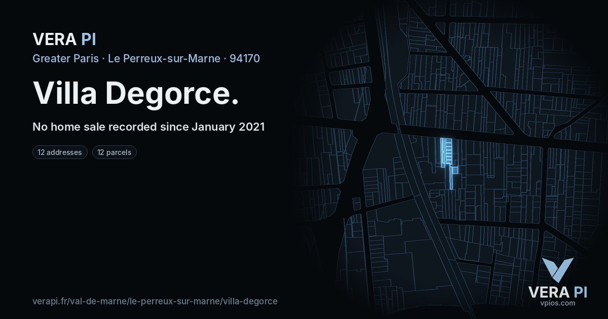 Villa Degorce, Le Perreux-sur-Marne at night – every parcel coloured by the prices around it, the street's own parcels lit