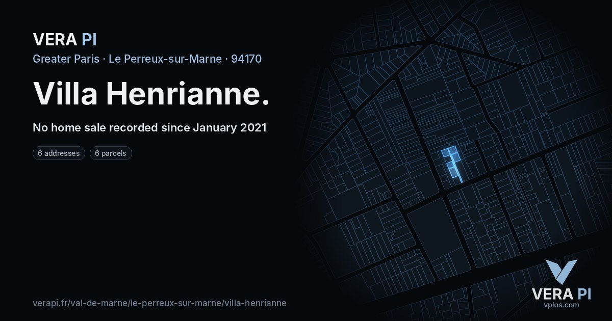 Villa Henrianne, Le Perreux-sur-Marne at night – every parcel coloured by the prices around it, the street's own parcels lit