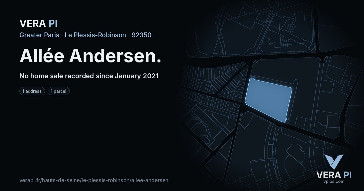 Allée Andersen, Le Plessis-Robinson at night – every parcel coloured by the prices around it, the street's own parcels lit