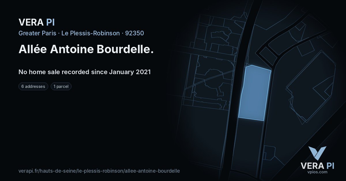 Allée Antoine Bourdelle, Le Plessis-Robinson at night – every parcel coloured by the prices around it, the street's own parcels lit