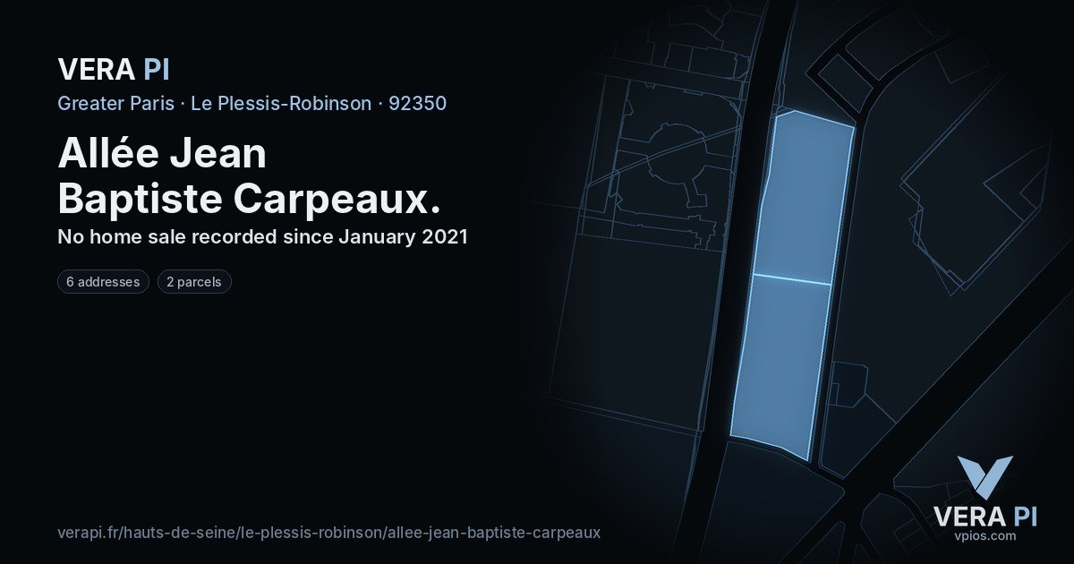 Allée Jean Baptiste Carpeaux, Le Plessis-Robinson at night – every parcel coloured by the prices around it, the street's own parcels lit