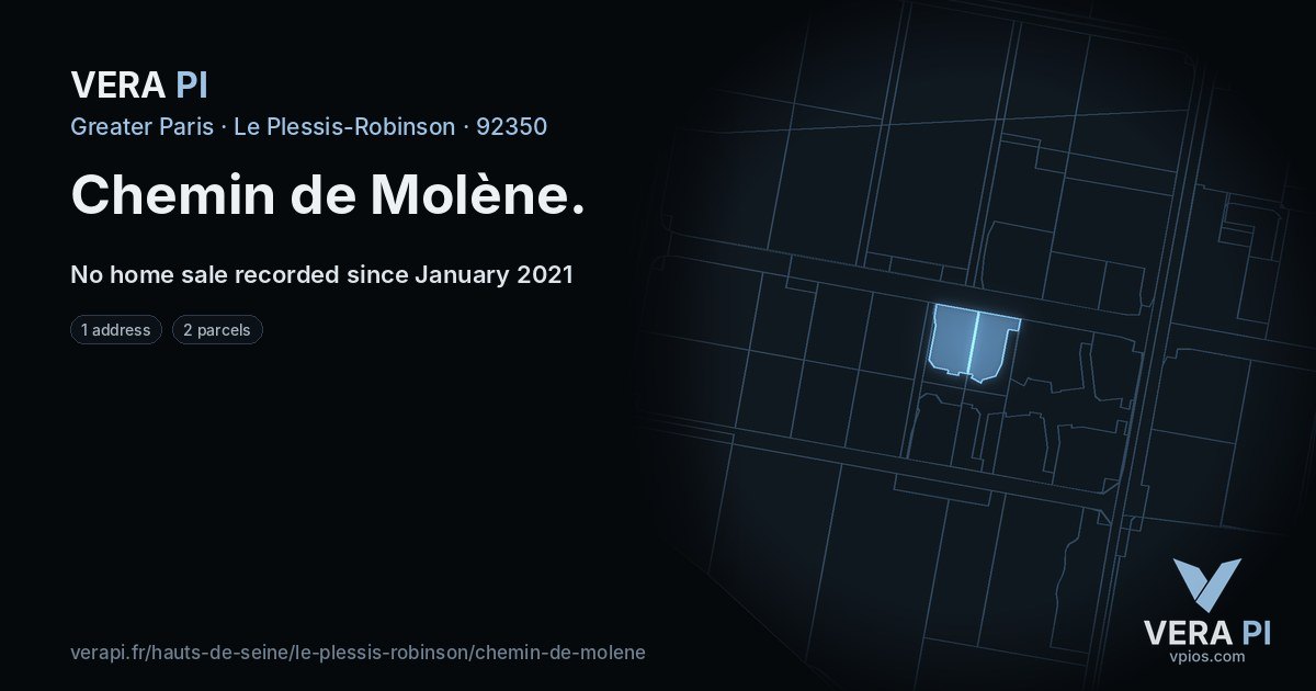 Chemin de Molène, Le Plessis-Robinson at night – every parcel coloured by the prices around it, the street's own parcels lit
