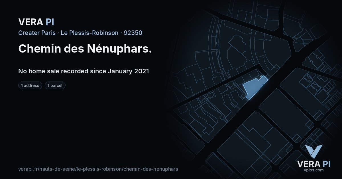 Chemin des Nénuphars, Le Plessis-Robinson at night – every parcel coloured by the prices around it, the street's own parcels lit