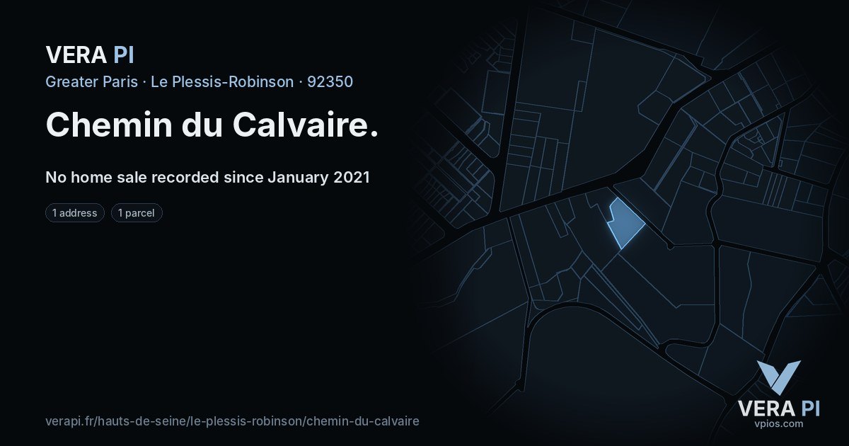 Chemin du Calvaire, Le Plessis-Robinson at night – every parcel coloured by the prices around it, the street's own parcels lit